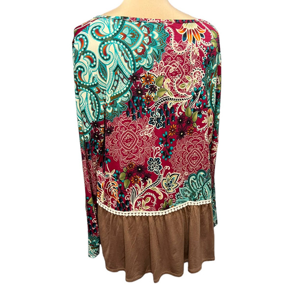 NWT Perfectly Priscilla Mixed Media Abstract Floral Print Tunic, XXXL - Picture 3 of 6